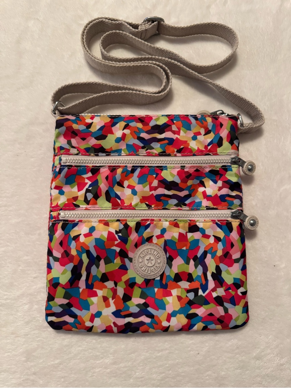 Kipling Keiko Crossbody Bag with Multicoloured Splatter Pattern